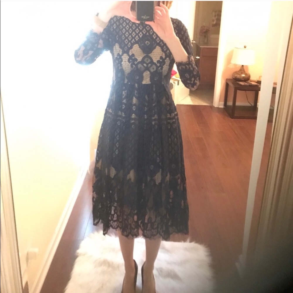 Black n blue lace midi dress